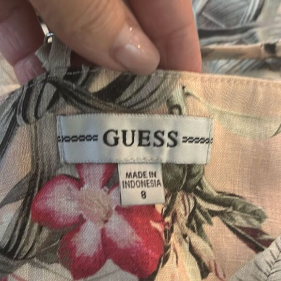 Guess 100% linen floral print mini dress, US8 - Picture 10 of 11